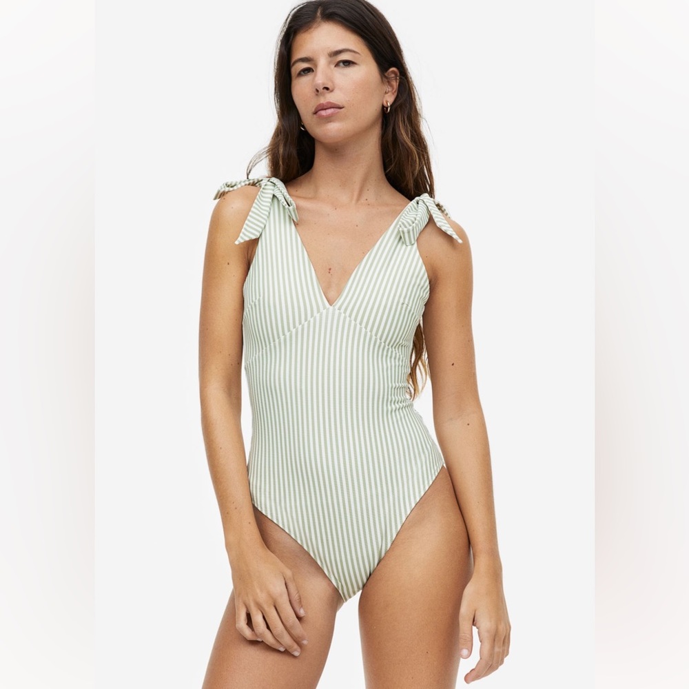 NWOT  Striped  One Piece Swimsuit
